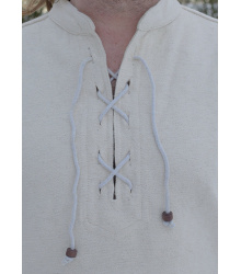 Schweres Mittelalter-Hemd, schnürbar, handgewebt, natur