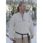 Schweres Mittelalter-Hemd, schnürbar, handgewebt, natur