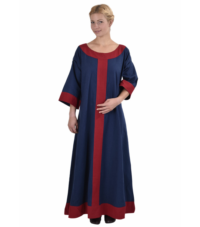 Mittelalterkleid Gudrun, blau/rot