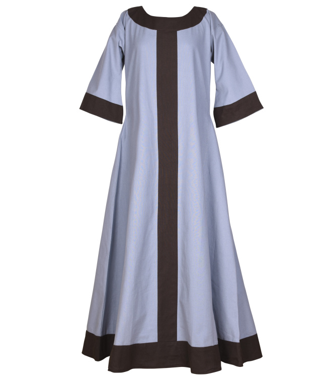 Mittelalterkleid Gudrun, blaugrau/braun