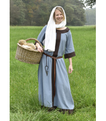 Mittelalterkleid Gudrun, blaugrau/braun