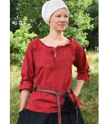 Mittelalter Bluse Birga mit 3/4 Arm, rot