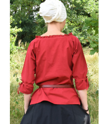 Mittelalter Bluse Birga mit 3/4 Arm, rot
