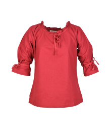 Mittelalter Bluse Birga mit 3/4 Arm, rot