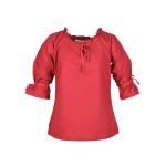 Mittelalter Bluse Birga mit 3/4 Arm, rot