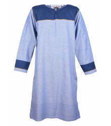 Wikinger Tunika Ove mit Fischgrätmuster, blau