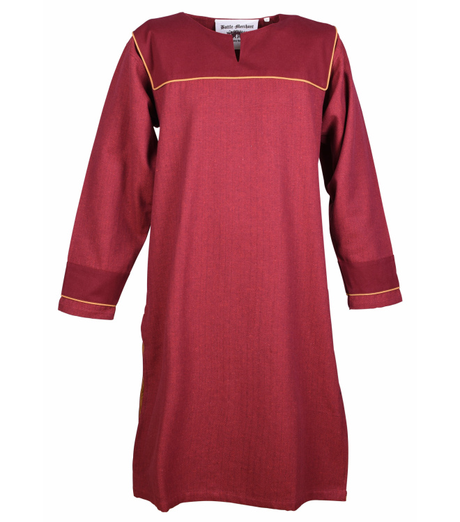 Wikinger Tunika Ove mit Fischgrätmuster, weinrot