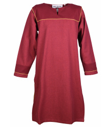 Wikinger Tunika Ove mit Fischgrätmuster, weinrot