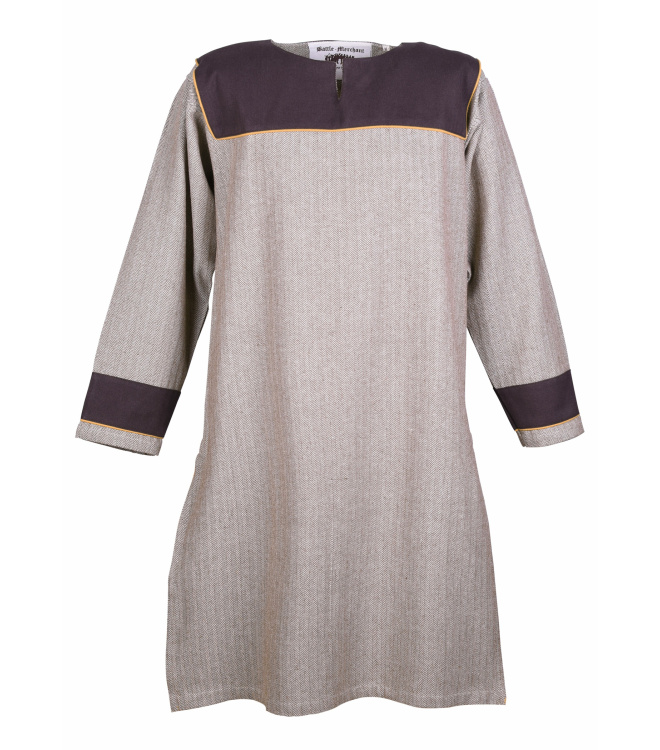 Wikinger Tunika Ove mit Fischgrätmuster, braun