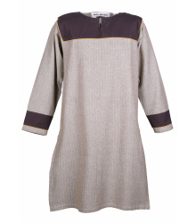 Wikinger Tunika Ove mit Fischgrätmuster, braun