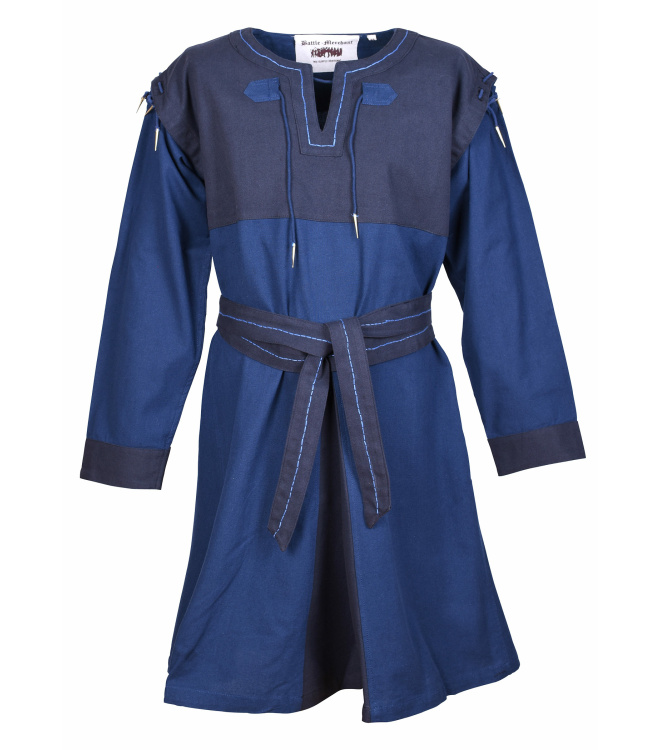 Mittelalter Tunika Bent mit abnehmbaren Ärmeln, blau/dunkelblau