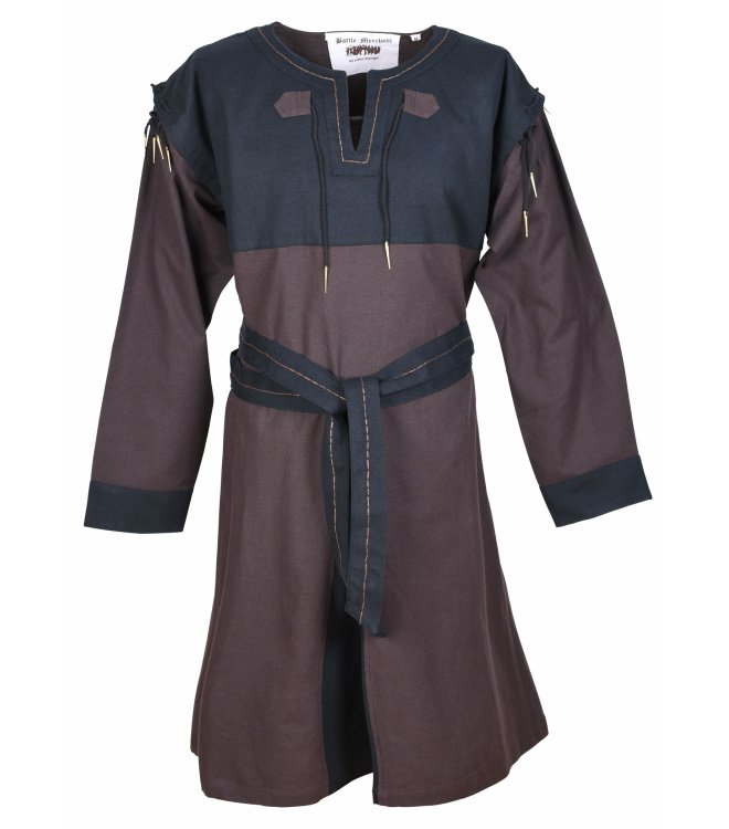 Mittelalter Tunika Bent mit abnehmbaren Ärmeln, braun/schwarz