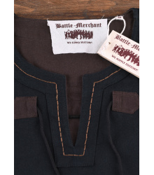 Mittelalter Tunika Bent mit abnehmbaren Ärmeln, braun/schwarz