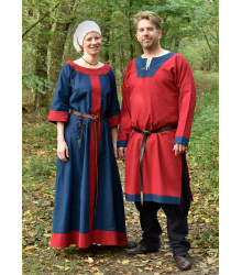 Mittelalterliche Tunika Vallentin, rot/blau