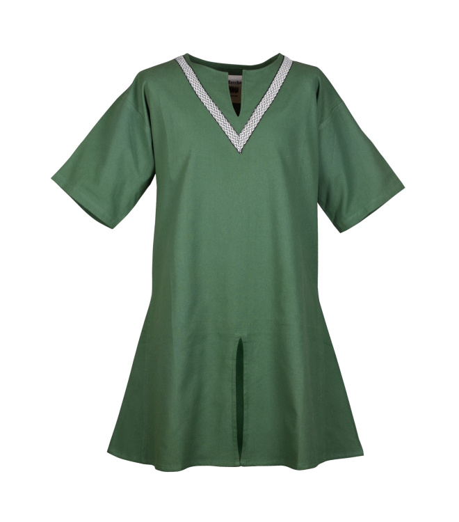 Mittelalter-Tunika Ailrik mit Bordüre, kurzarm, grün