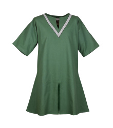 Mittelalter-Tunika Ailrik mit Bordüre, kurzarm, grün