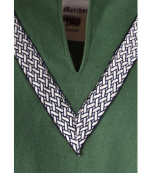 Mittelalter-Tunika Ailrik mit Bordüre, kurzarm, grün