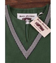 Mittelalter-Tunika Ailrik mit Bordüre, kurzarm, grün