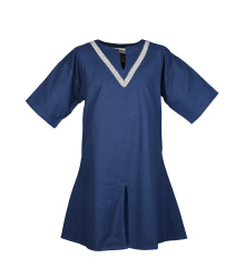 Mittelalter-Tunika Ailrik mit Bordüre, kurzarm, blau