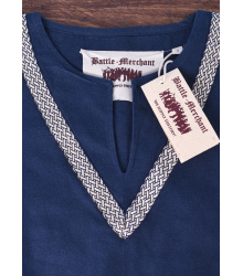 Mittelalter-Tunika Ailrik mit Bordüre, kurzarm, blau