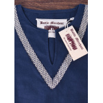 Mittelalter-Tunika Ailrik mit Bordüre, kurzarm, blau