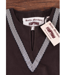 Mittelalter-Tunika Ailrik mit Bordüre, kurzarm, braun