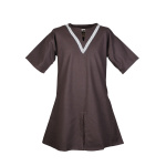 Mittelalter-Tunika Ailrik mit Bordüre, kurzarm, braun