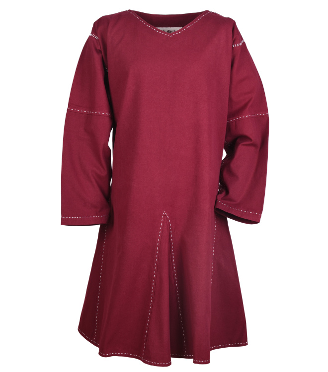 Mittelalter Kragelund Tunika Askur, langarm, weinrot