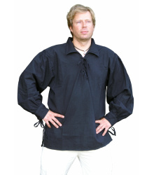 Spätmittelalter-Hemd aus Baumwolle, schwarz