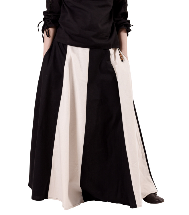 Mittelalterlicher Rock, weit ausgestellt, schwarz/natur