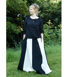 Mittelalterlicher Rock, weit ausgestellt, schwarz/natur