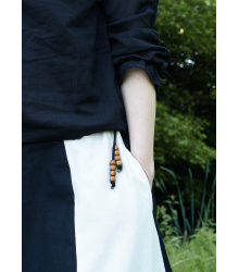 Mittelalterlicher Rock, weit ausgestellt, schwarz/natur