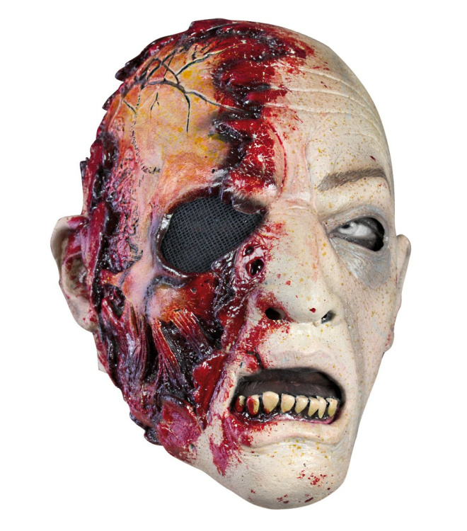 Zombie-Maske, hautfarben, mit Blut