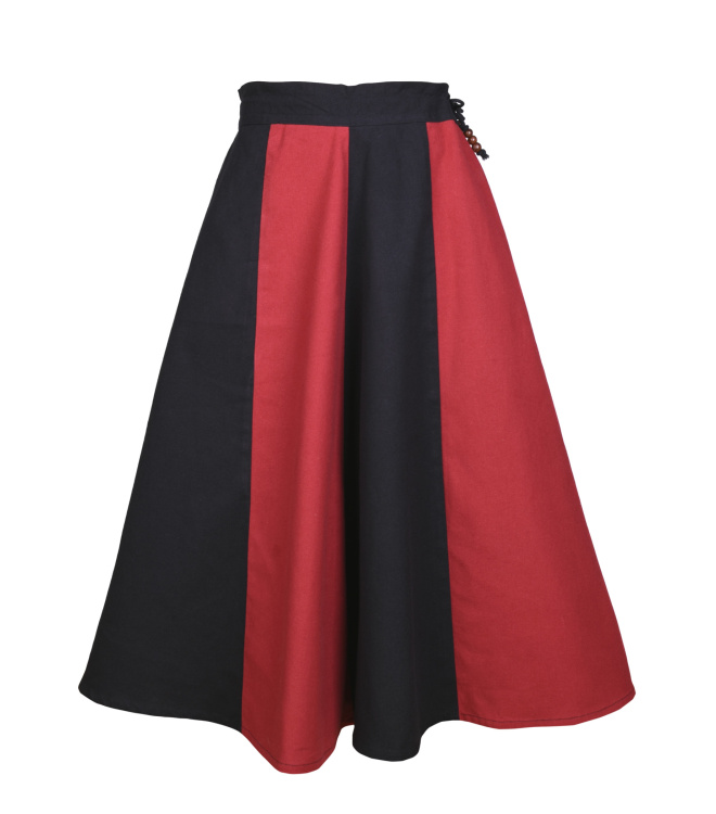 Kinder Mittelalter-Rock Lucia, weit ausgestellt, schwarz/rot