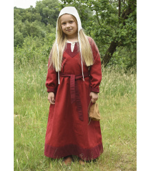 Kinder-Wikingerkleid Solveig, rot/weinrot