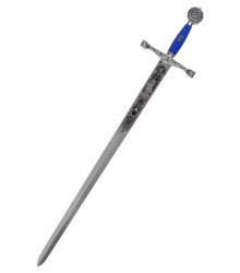 Schwert Excalibur, Silber/Blau, mit Zierätzung, Marto