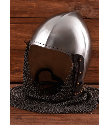 Beckenhaube mit Kettenbrünne aus Rundringen, 2 mm Stahl