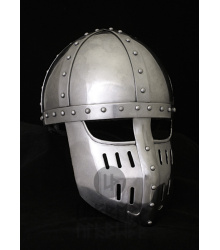 Hochmittelalter Spangenhelm mit Gesichtsplatte, 2 mm Stahl
