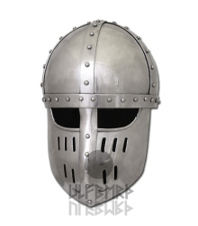 Hochmittelalter Spangenhelm mit Gesichtsplatte, 2 mm Stahl