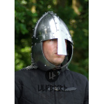 Nasalhelm mit Wangenklappen und Brünne, 2 mm Stahl