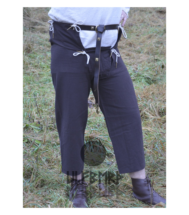 Mittelalterhose aus Baumwolle mit Nesteln, dunkelbraun