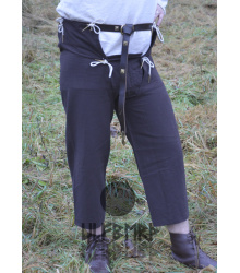 Mittelalterhose aus Baumwolle mit Nesteln, dunkelbraun