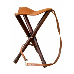Dreibein-Hocker aus Holz und Leder