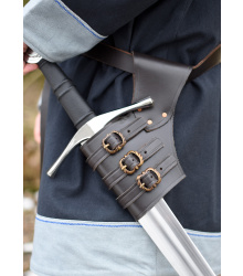Verstellbarer Schwerthalter aus braunem Leder