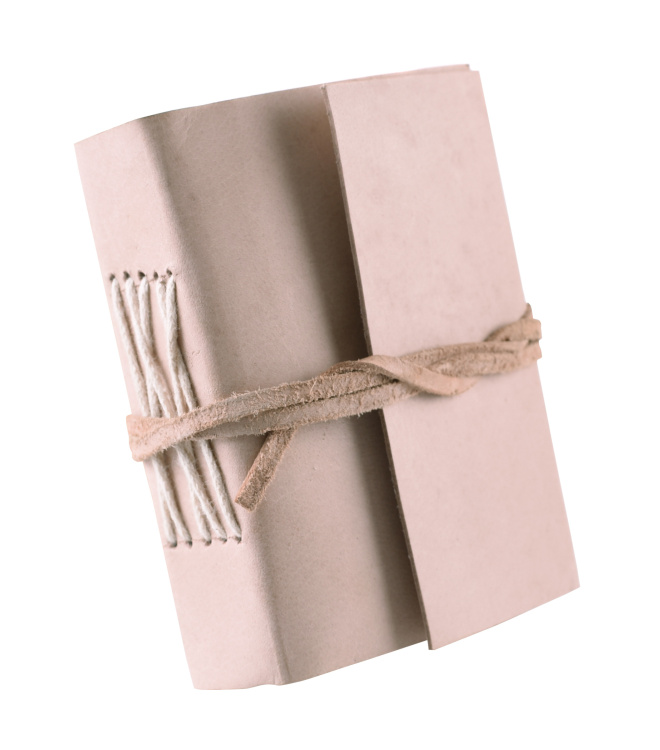 Kleines Notizbuch mit Ledereinband,  naturfarben, ca. 7 x 9 cm