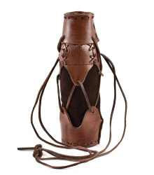 Geschnürter Flaschenhalter aus Leder, div. Farben