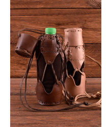 Geschnürter Flaschenhalter aus Leder, div. Farben