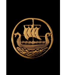 Wikinger Brosche mit Drachenboot, aus Bronze