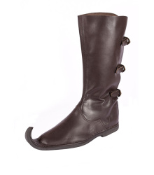 Schnabelstiefel  mit drei Schnallen, dunkelbraun