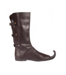 Schnabelstiefel  mit drei Schnallen, dunkelbraun